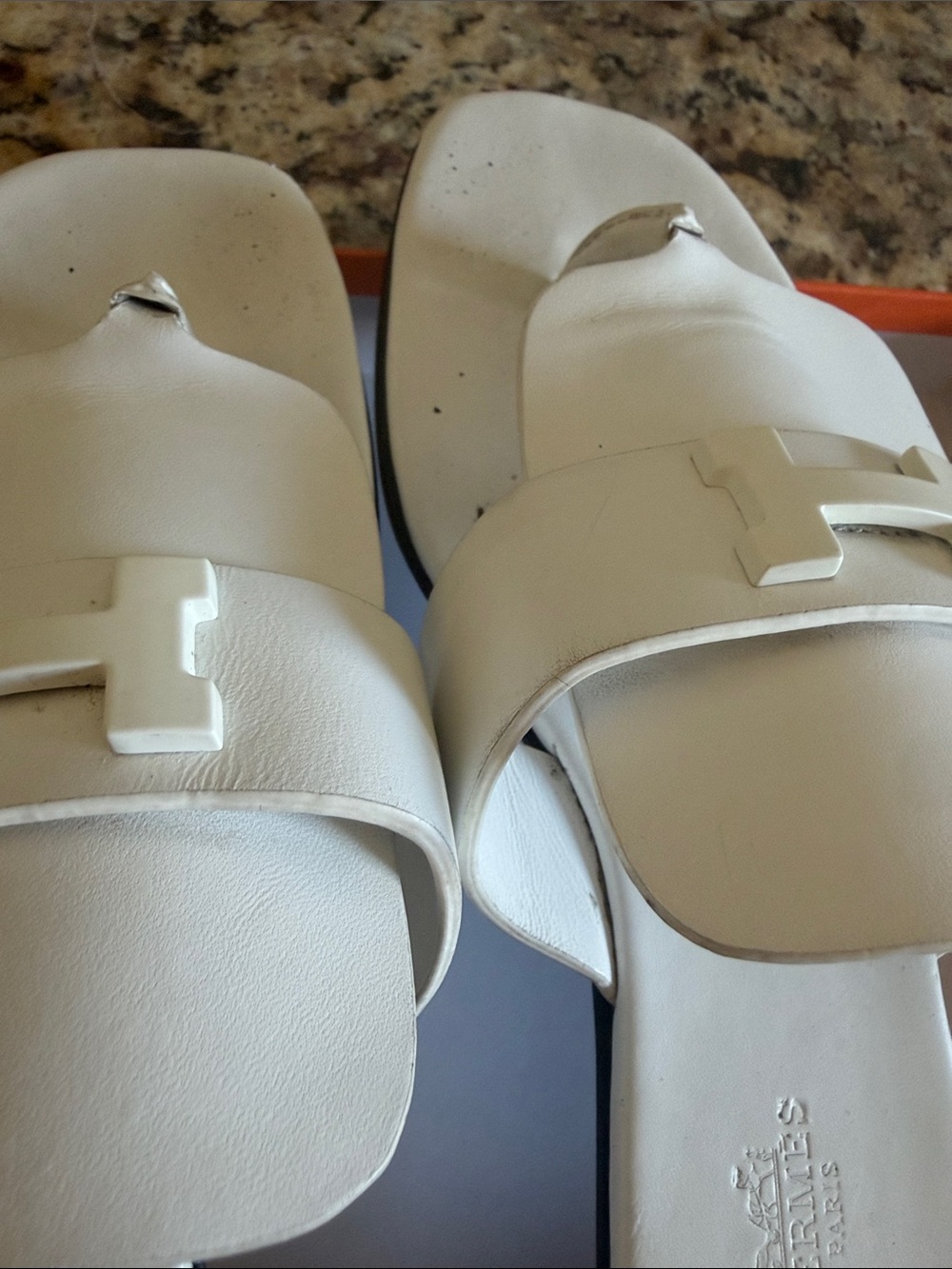 Hermes White Leather Women Slide Sandals - Picture 10 of 13